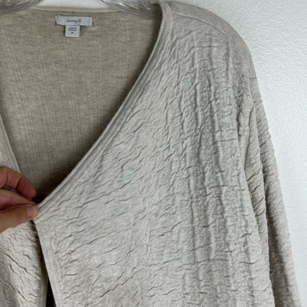 Pure J. Jill Open Front Cardigan Size M Beige Relaxed - Picture 4 of 7